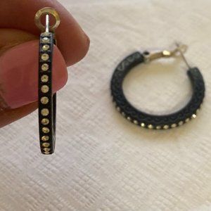 Brighton Black Rhinestone Hoop Earrings